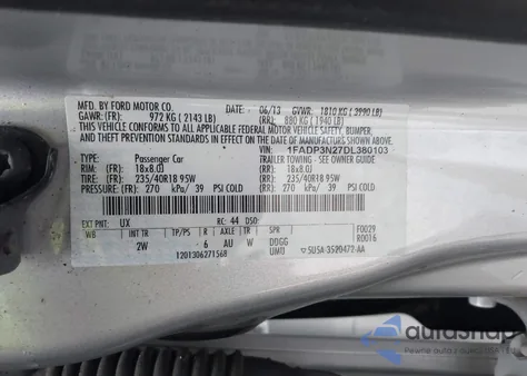 2013 Ford Focus Titanium z USA, uszkodzony, nr VIN 1FADP3N27DL380103